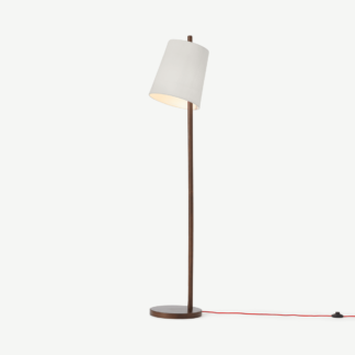 An Image of Sveinn Wood Floor Lamp, Dark Wood and White