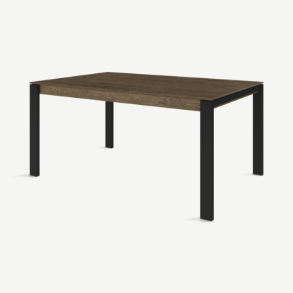 84fc4140c97495f5f3471ad715b6cb51e7d1dbbcd4f3da3a54cfa06e03aa24d9-1.png An Image of Corinna 6 Seat Dining Table, Smoked Oak & Black