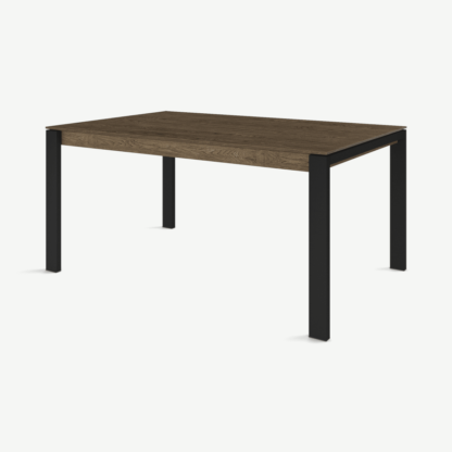 An Image of Corinna 6 Seat Dining Table, Smoked Oak & Black