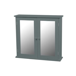 An Image of Classic Grey Mirrored Double Door Bathroom Cabinet