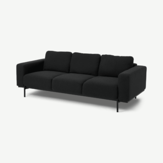 An Image of Jarrod 3 Seater Sofa, Midnight Black Weave