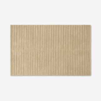 An Image of Naylor Textured Wool Rug, Large 160 x 230cm, Ecru Stripe