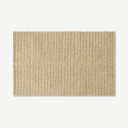 An Image of Naylor Textured Wool Rug, Large 160 x 230cm, Ecru Stripe