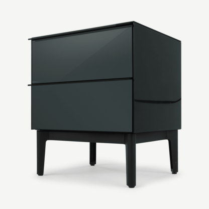 864d915c01a33f3022f8cd595176b7415a23b843dc771b7fe9abbaf541da2c13-1.png An Image of Silas Bedside Table, Midnight Grey Glass