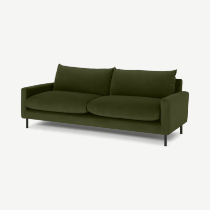 An Image of Russo 3 Seater Sofa, Moss Recycled Velvet