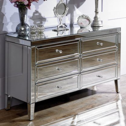 An Image of Valencia Mirrored 6 Drawer Chest