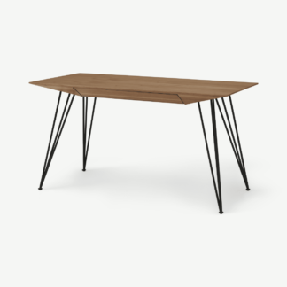 An Image of Frankie Wide Desk, Walnut & Black Metal