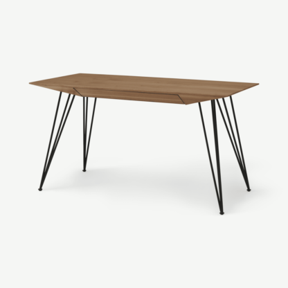 An Image of Frankie Wide Desk, Walnut & Black Metal