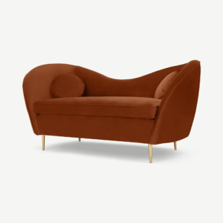 An Image of Kooper 2 Seater Sofa, Nutmeg Orange Velvet
