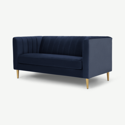 An Image of Amicie 2 Seater Sofa, Royal Blue Velvet