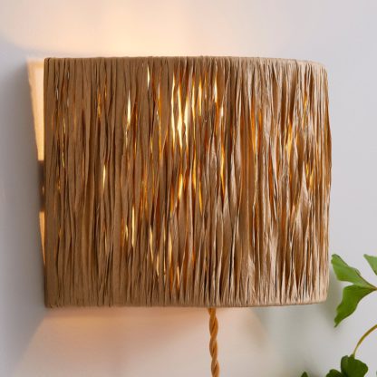 An Image of Ruolan Raffia Wall Light Natural