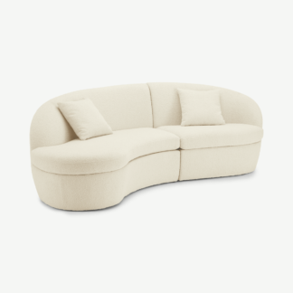 An Image of Reisa Left Hand Facing Chaise End Sofa, Whitewash Boucle