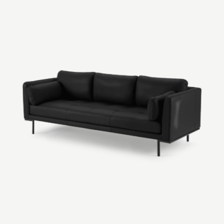 An Image of Harlow 3 Seater Sofa, Denver Black Leather