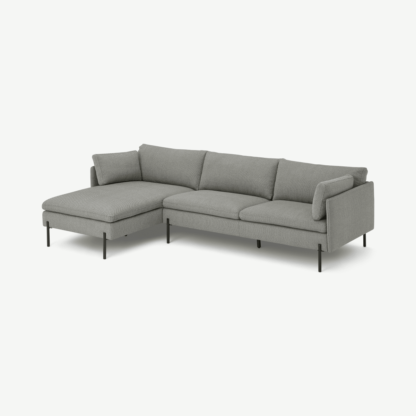 An Image of Zarina Left Hand Facing Chaise End Sofa, Mole Grey Weave