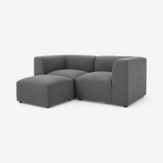 An Image of Juno 2 Seater Modular Sofa with Footstool, Marl Grey