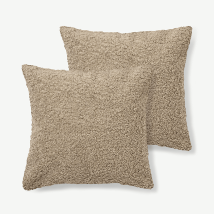 An Image of Mirny Set of 2 Boucle Cushions, 55 x 55cm, Taupe