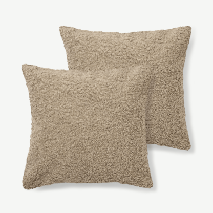 88b389e19d8b3d06be4b4ef64e2109841244618bb2d626086f2aebc573c1549f-1.png An Image of Mirny Set of 2 Boucle Cushions, 55 x 55cm, Taupe