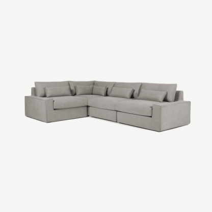 An Image of Trent Loose Cover Corner Sofa, Washed Grey Cotton