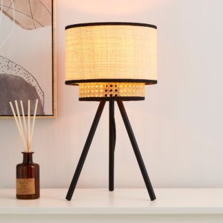 An Image of Malika Cane 2 Tier Tripod Table Lamp Black