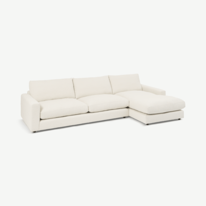 An Image of Arni Large Right Hand Facing Chaise End Sofa, Ivory White Boucle