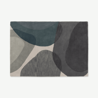 8a63bda0a12c5bfa0c3048db3416a1e5158c2fd4b5de50b3c0e0204fc774f319-1.png An Image of Holt Wool Rug, Large 160 x 230cm, Grey and Teal