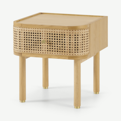 An Image of Ankhara Bedside Table, Rattan & Oak