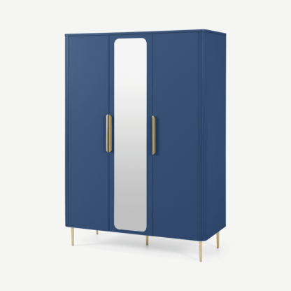 An Image of Ebro Triple Wardrobe, Blue