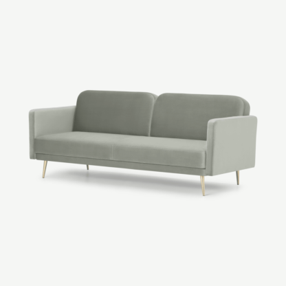 An Image of Eulia Click Clack Sofa Bed, Sage Green Velvet