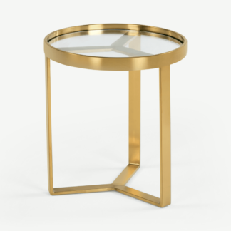 An Image of Aula Side Table, Brushed Brass & Glass