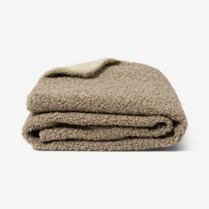 An Image of Mirny Boucle Throw, 130 x 170cm, Soft Taupe