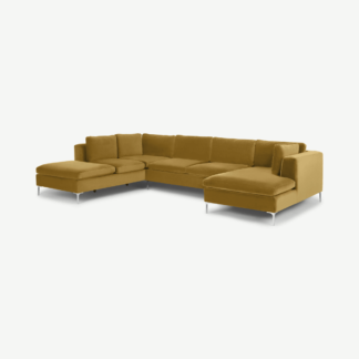 An Image of Monterosso Left Hand Facing Corner Sofa, Mustard Velvet