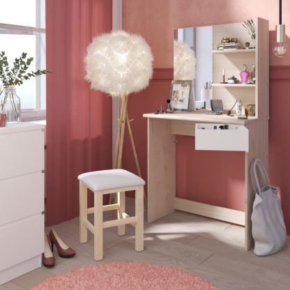 An Image of Beauty Bar Compact Dressing Table Oak and White