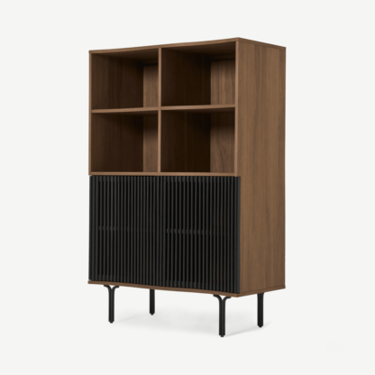 An Image of Zaragoza Highboard, Walnut & Charcoal Black