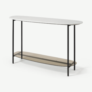 An Image of Tiziana Console Table, White Marble & Amber Glass