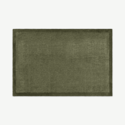 8d6d5d89a6886ec70f0cba89b2b9e106239dc358e8c8d90aac1e47f7e6641254-1.png An Image of Jago Border Rug, X Large 200 x 300cm, Moss Green