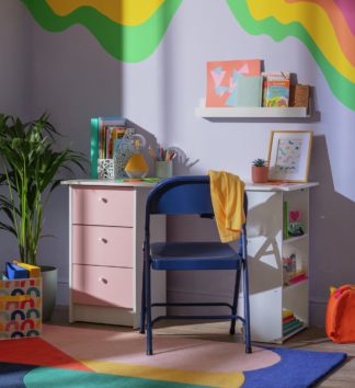 An Image of Argos Home Malibu Kids 3 Drawer Desk - Pink & White