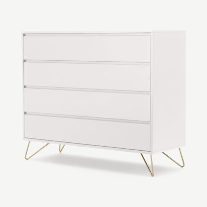 An Image of Elona Chest of Drawers, Ivory White & Brass