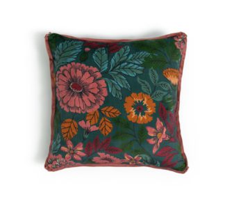 An Image of Habitat Manor House Velvet Floral Cushion - Multi - 43x43cm