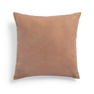 An Image of Habitat Regency Velour Linen Plain Cushion - Taupe - 50x50cm