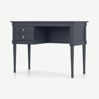 8dc769f164234a44039a0ce66f53c2be9abd2313b304c5e4d274a845ac73aafa-1.png An Image of Bourbon Vintage Compact Desk, Slate Blue & Brass