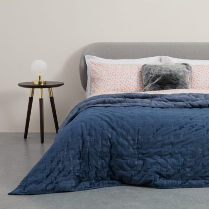 An Image of Tabitha Luxury Quilted Bedspread, 225 x 220cm, Midnight Blue