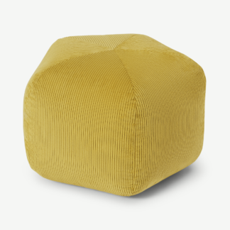 An Image of Pebble Pentagon Pouffe, Mustard Yellow Corduroy Velvet