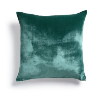 An Image of Habitat Regency Velour Linen Plain Cushion - Emerald 50x50cm
