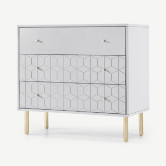 An Image of Hedra Chest of Drawers, Grey and Brass