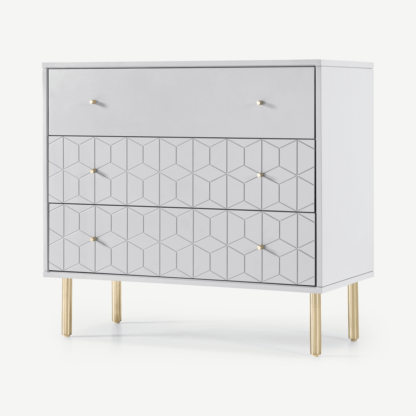 An Image of Hedra Chest of Drawers, Grey and Brass