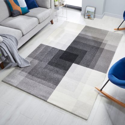 An Image of Plaza Abstract Rug Plaza Abstract Grey Black