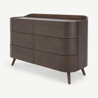 An Image of Odie Wide Chest of Drawers, Dark Stain Oak
