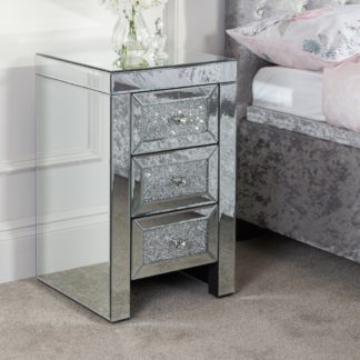 An Image of Vienna Mirrored 3 Drawer Bedside Table