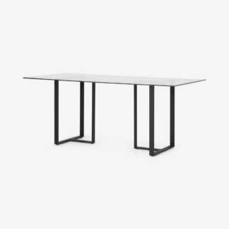 An Image of Saffie 6 Seat Dining Table, Black & Glass