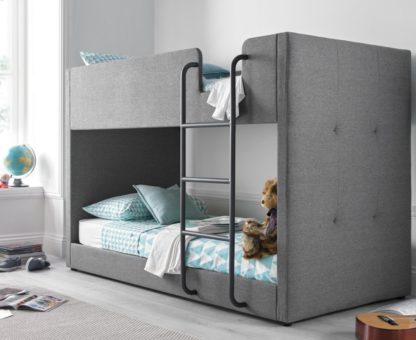 An Image of Saturn Grey Fabric Bunk Bed - 3ft Single